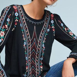 Anthropologie One September Embroidered Top